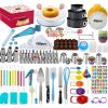 Cake Decorating Supplies,Cake Decorating Kit 3 Packs Springform Cake Pans, Cake Rotating Turntable, 54 Piping Icing Tips, 4 Russian Nozzles