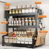 Elegant Multi-Layer Metal Kitchen Organizer - Countertop Spice Rack, Knife & Utensil Holder, Condiment Basket