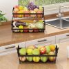 3 Tier Fruit Basket Bowl Farmhouse with Side hooks for Kitchen Countertop