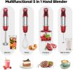 KOIOS 5-in-1 Hand Immersion Blender, 1000W 12 Speed Handheld Blender, Copper Motor Stainless Steel Blade Stick Blender,600ml Mixing Beaker