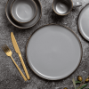 Thyme & Table Dinnerware Gray Ava Stoneware Dinner Round Plates, 4 Pack